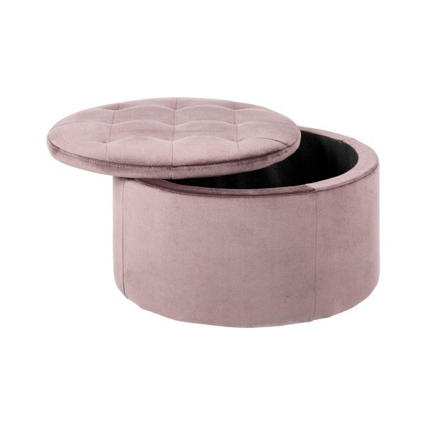 Puf cu husă din catifea Actona Retina, ⌀ 60 cm, roz-image-1
