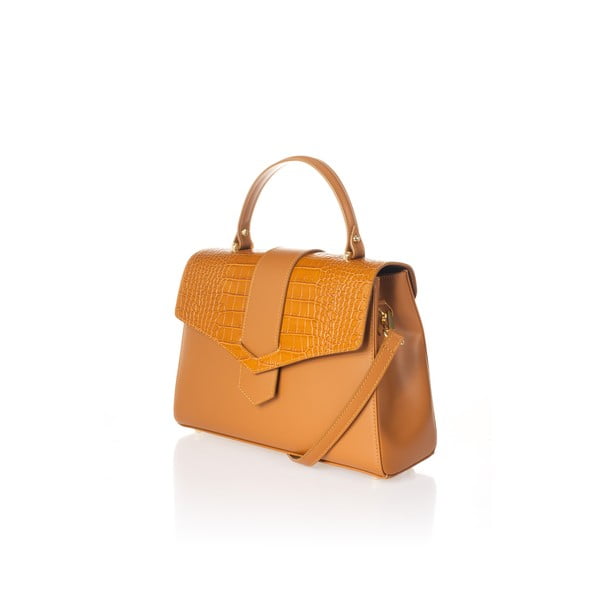 Geantă din piele Federica Bassi Marta, portocaliu-image-3
