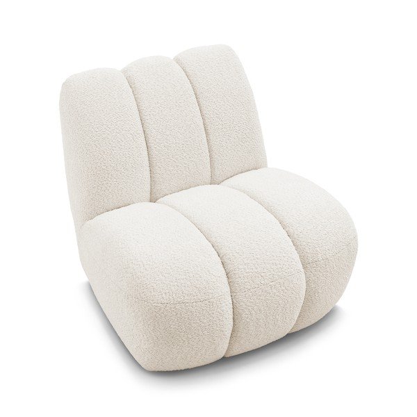 Fotoliu alb cu tapițerie din țesătură bouclé Janissaire – Bobochic Paris-image-4