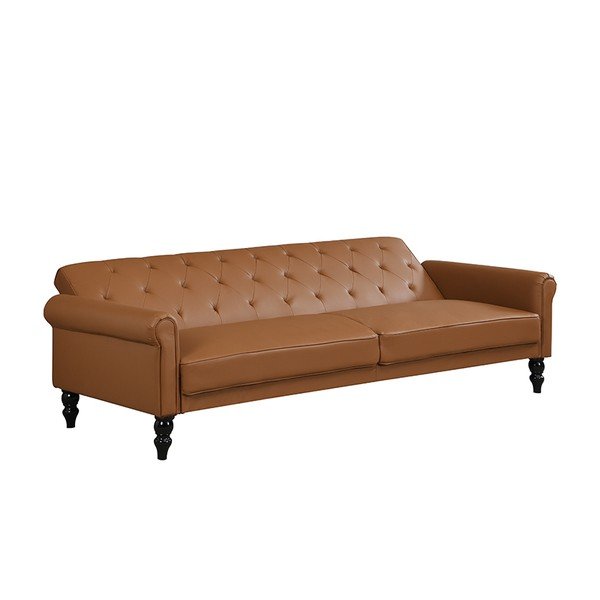 Canapea maro coniac reglabilă/extensibilă cu tapițerie din imitație de piele 222 cm Tyne – Støraa-image-3