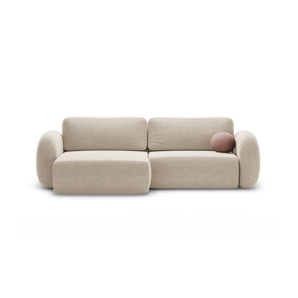 Colțar bej extensibil/cu spațiu de depozitare cu tapițerie din chenille Tonale – Cosmopolitan Design