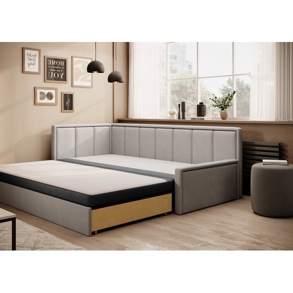 Canapea gri extensibilă/cu spațiu de depozitare cu tapițerie din chenille 214 cm Fulgeo – ELTAP-image-3