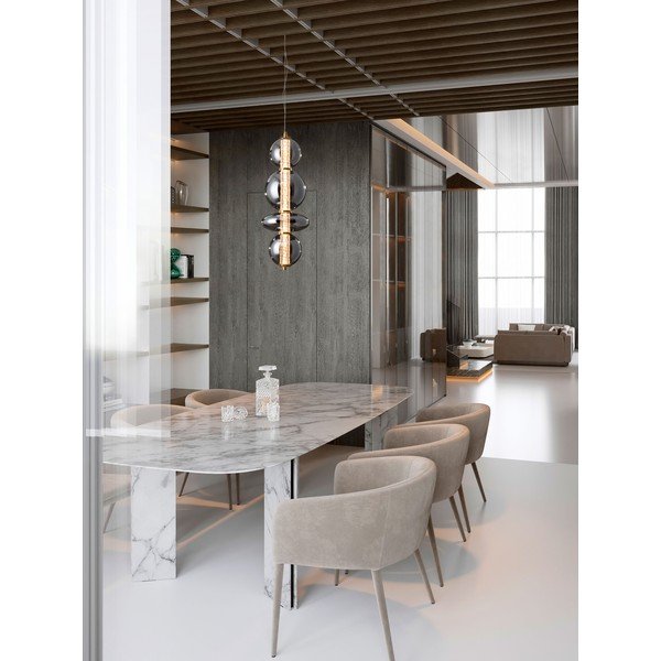 Lustră gri LED din metal cu abajur din sticlă ø 25,5 cm Navi – Nova Luce-image-1
