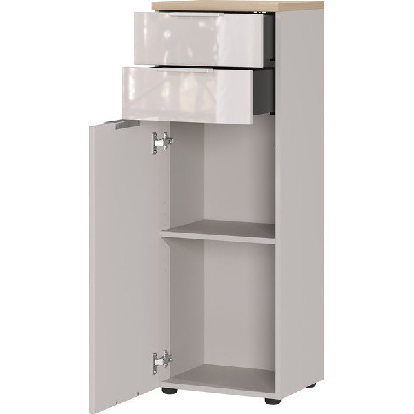 Dulap de baie crem înalt/îngust cu aspect lucios 39x112 cm Tavira – Germania-image-3