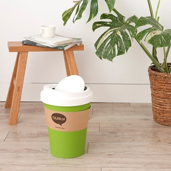 Coș de gunoi Qualy&CO Coffee Bin, maro - alb-image-1