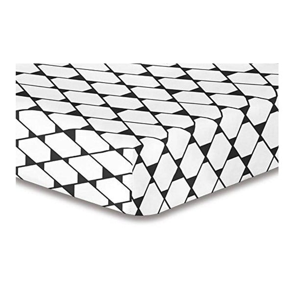Cearșaf cu elastic, din microfibră DecoKing Rhombuses, 100 x 200 cm, alb-gri