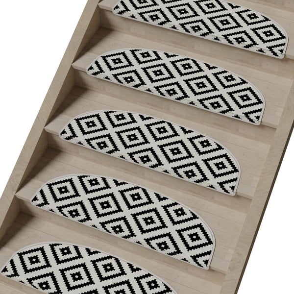 Covorașe pentru scări negre-albe 16 buc. 20x65 cm Art – Vitaus-image-1