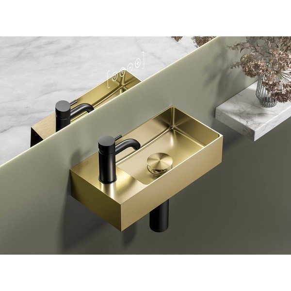 Chiuvetă mică pentru WC aurie din oțel inoxidabil 36,5x18 cm Aurum – Sapho-image-1