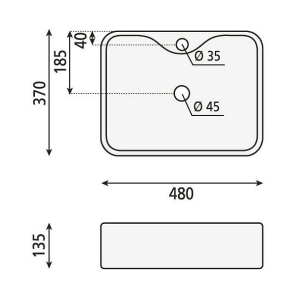 Chiuvetă din ceramică Sapho Balena, 48 x 37 cm, alb-image-3