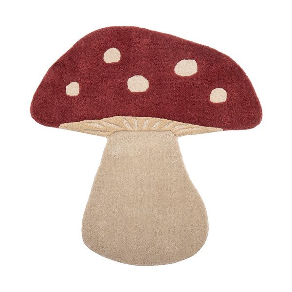 Covor pentru copii roșu din lână 85x90 cm Mushroom – Bloomingville Mini