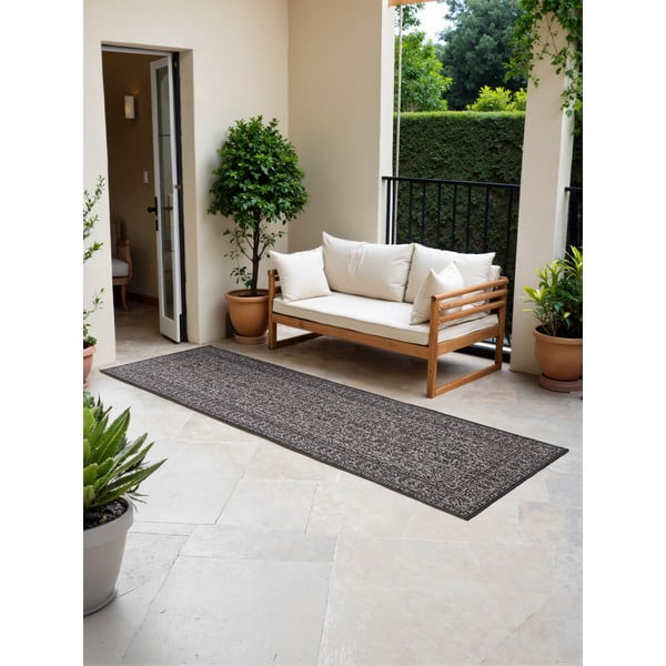 Covor tip traversă pentru interior și exterior alb-negru 80x250 cm Duet Kona – NORTHRUGS-image-1