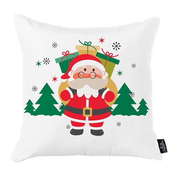 Față de pernă cu model de Crăciun Mike & Co. NEW YORK Santa Claus Gifts, 45 x 45 cm, alb