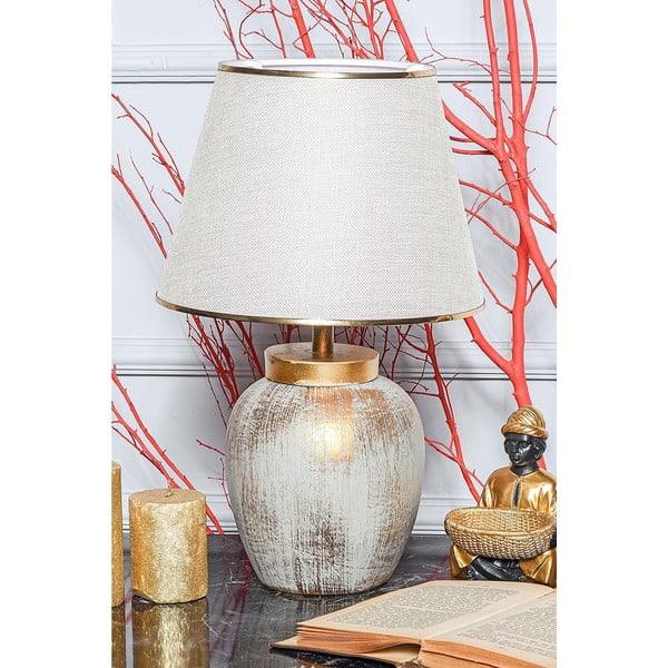 Veioză crem/aurie cu abajur textil (înălțime 47 cm) Yakamoz – Opviq lights-image-1