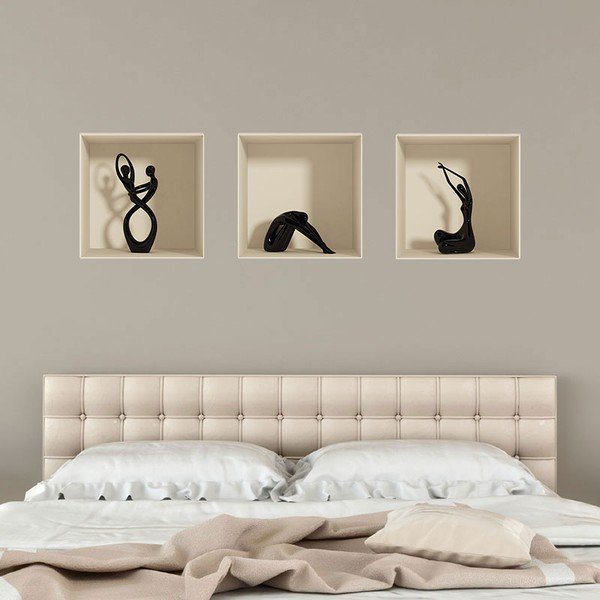Set 3 autocolante cu efect 3D Ambiance African Statues-image-1