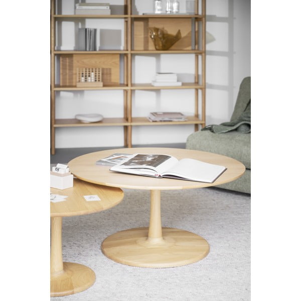 Măsuță de cafea natural  rotundă cu aspect de lemn de stejar 90x90 cm Hobart – Rowico-image-1