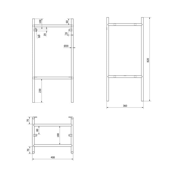 Suport pentru chiuvetă negru din metal 40x82 cm Puno – Sapho-image-3