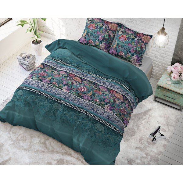 Lenjerie pentru pat dublu Sleeptime Paisley, 200 x 220 cm, verde-image-2