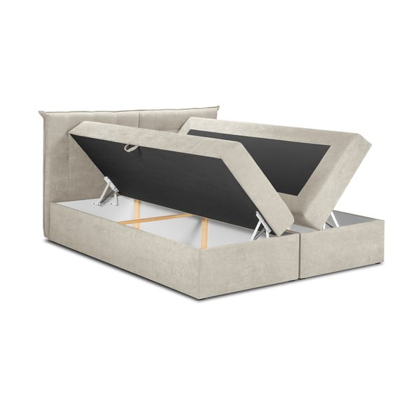 Pat boxspring 160x200 cm bej cu spațiu de depozitare Echaveria – Mazzini Beds-image-3