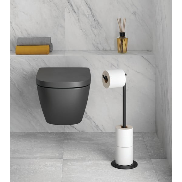 Suport pentru hârtie igienică negru mat din oțel Lava – Metaltex-image-1