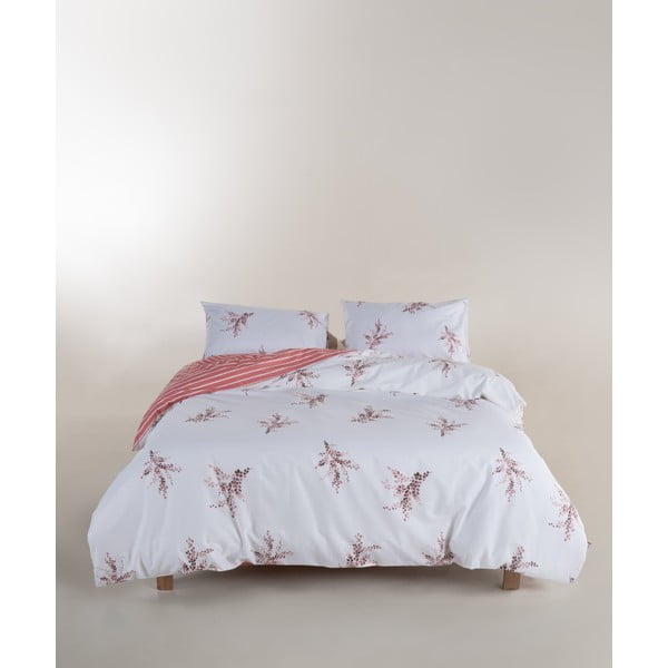 Lenjerie de pat albă-roz din bumbac ranforcé pentru pat dublu, extinsă 240x220 cm Breeze Floral – Mila Home Luxury