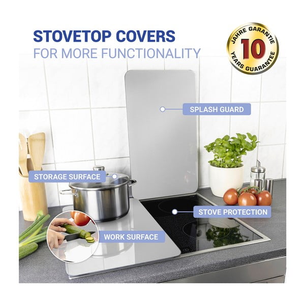 Set 2 protecții din sticlă pentru aragaz Wenko Universal Silver-image-3