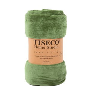 Cuvertură verde din micropluș pentru pat dublu 220x240 cm Cosy - Tiseco Home Studio