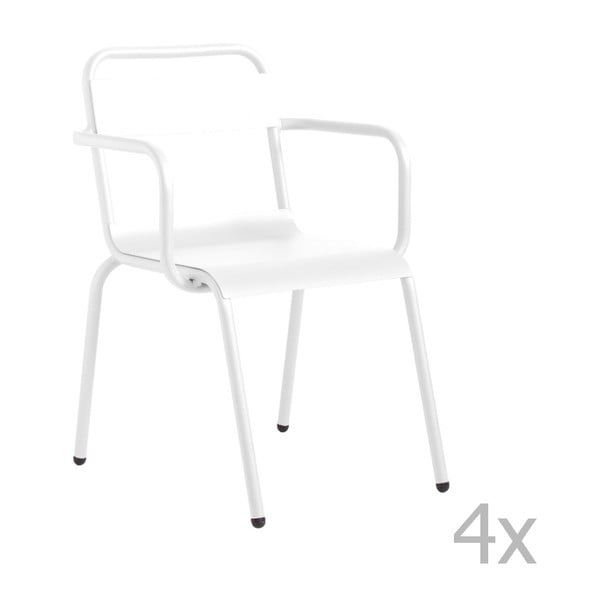 Set 4 scaune de grădină, cu cotiere Isimar Biarritz, alb
