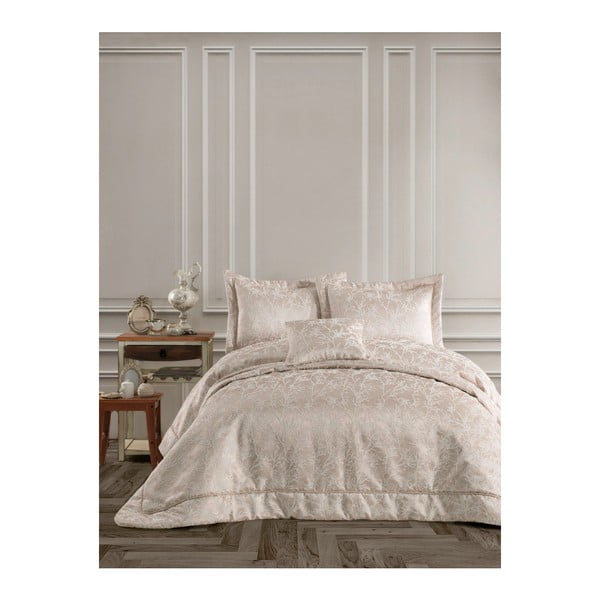 Set cuvertură pat și 2 fețe de pernă Bambina Cappuccino, 250 x 260 cm