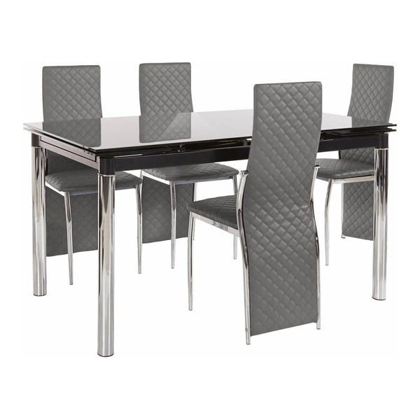 Set masă cu 4 scaune Støraa Pippa William Grey, gri negru