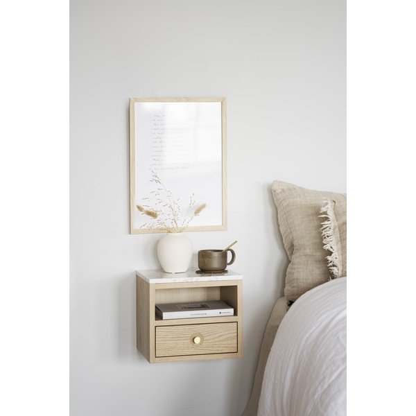 Noptieră natural  cu blat cu aspect de marmură Whitmore – Rowico-image-1