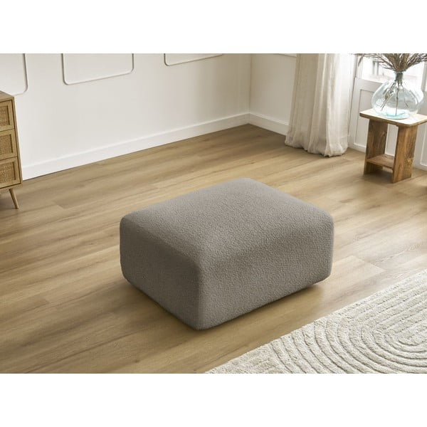 Taburet gri/maro cu tapițerie din țesătură bouclé Tina – Bobochic Paris-image-4