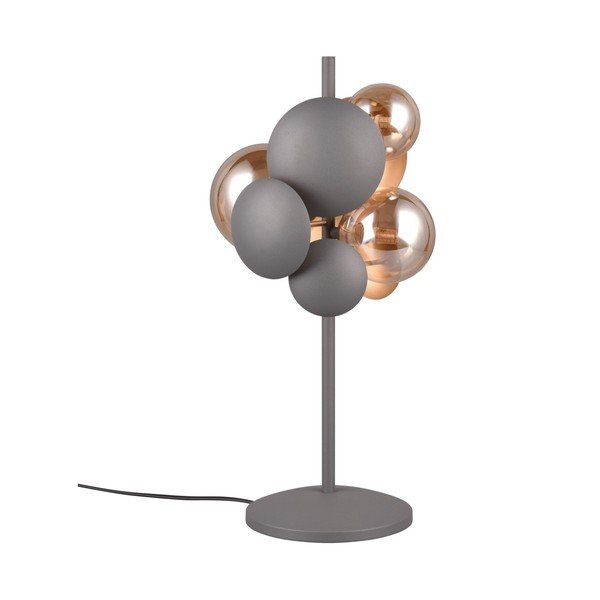 Veioză gri-auriu cu abajur din sticlă (înălțime 50 cm) Bubble – Trio Select