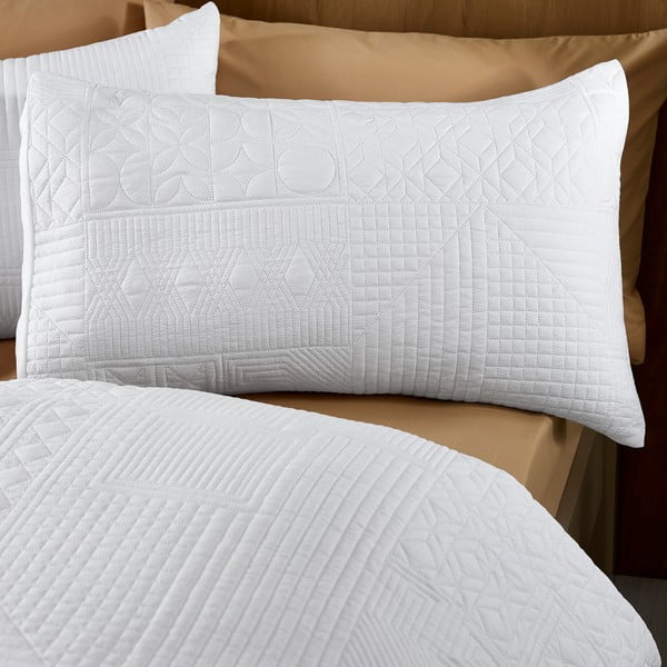 Lenjerie de pat albă pentru pat dublu 200x200 cm Folkstone Geo – Catherine Lansfield-image-2