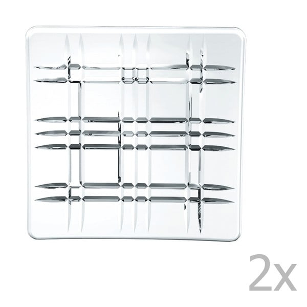 Set 2 farfurii pătrate din cristal Nachtmann Square Platter, 14 x 14 cm