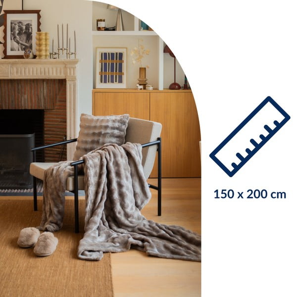 Pătură taupe din micropluș/cocolino 150x200 cm Wave – Tiseco Home Studio-image-2