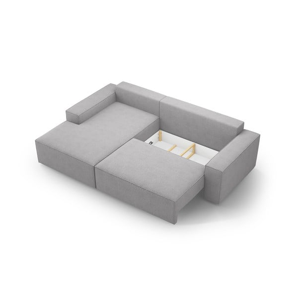 Colțar gri deschis extensibil cu tapițerie din țesătură bouclé (cu colț pe partea stângă ) Jodie – Micadoni Home-image-4