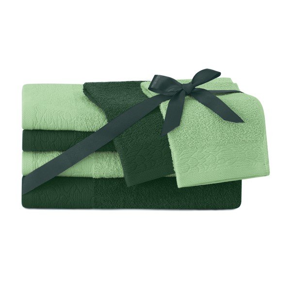 Prosoape de baie verzi 6 buc. din bumbac din frotir Flos – Restilo-image-1