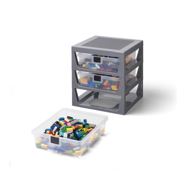 Organizator de depozitare cu 3 sertare LEGO®, gri-image-2
