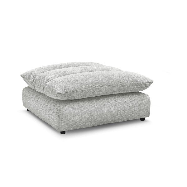 Taburet gri deschis cu tapițerie din chenille Neil – Bobochic Paris