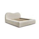 Pat matrimonial bej tapițat cu spațiu de depozitare cu somieră 180x200 cm Orlane – Bobochic Paris
