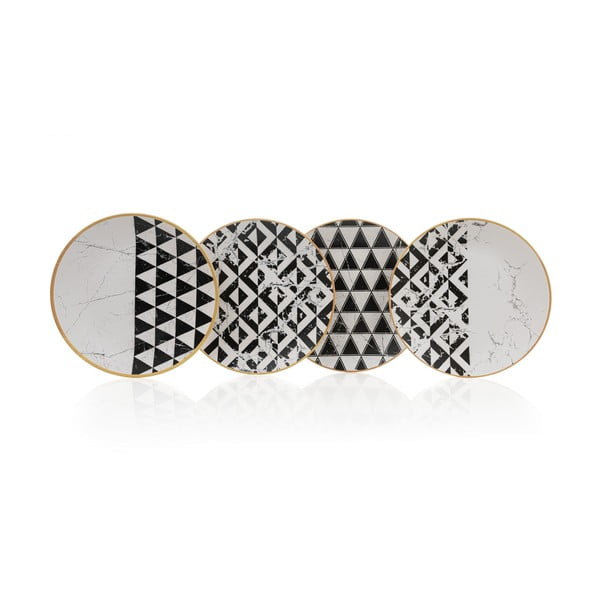 Farfurii negru-alb 4 buc. din ceramică ø 25 cm – Hermia
