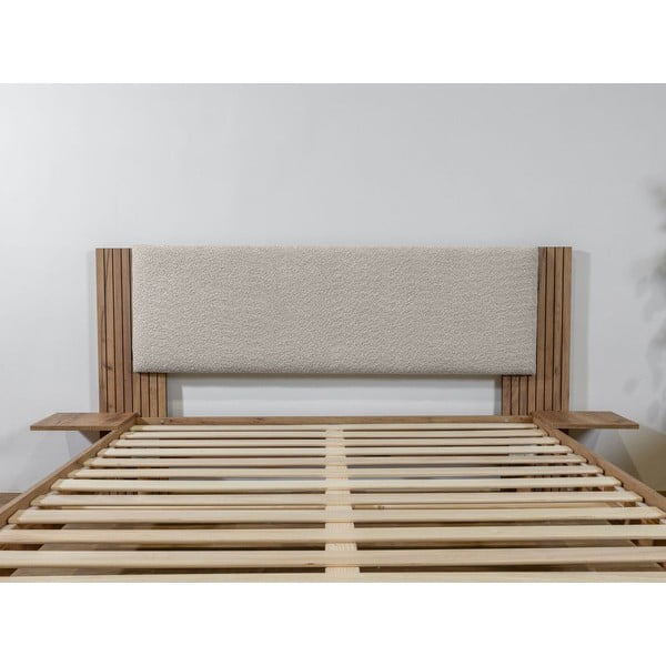 Pat matrimonial gri deschis cu somieră 160x200 cm Lior – Bobochic Paris-image-3