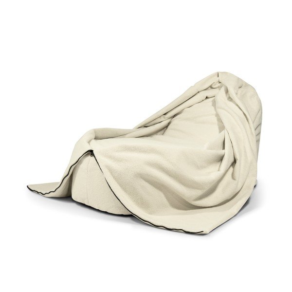 Fotoliu puf pentru copii gri deschis cu tapițerie din țesătură bouclé Cocoon 120 – SLOWDOWN-image-3
