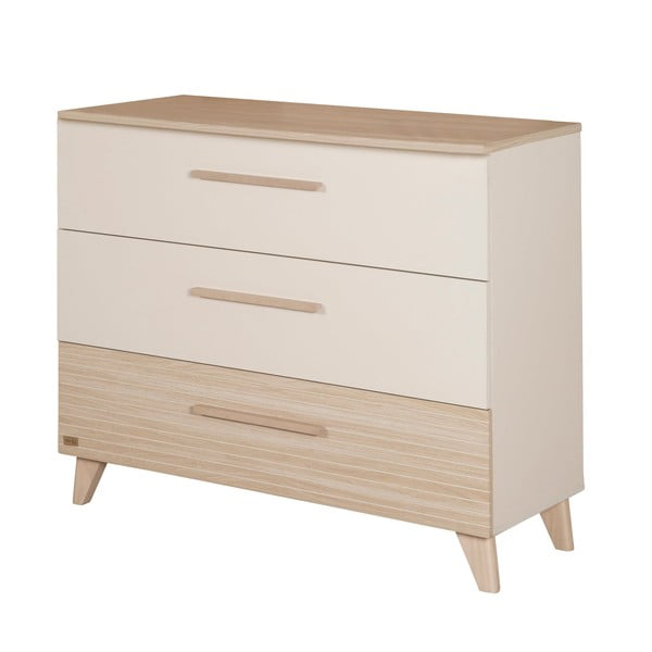 Comodă de copii crem/în culoare naturală cu aspect de lemn de stejar cu masă de schimbat 110x98x75 cm Sidney – Roba-image-2