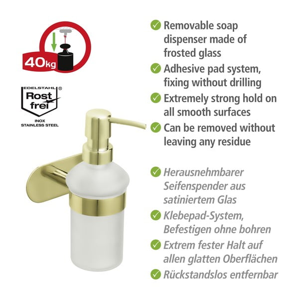Dozator de săpun lichid auriu autoadeziv din oțel inoxidabil 0.2 l Orea Gold – Wenko-image-4