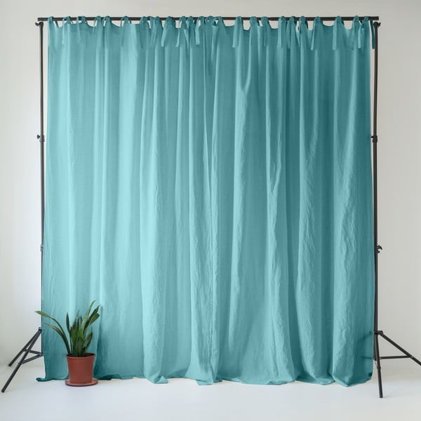 Draperie turcoaz din in 140x300 cm Coastal Blue – Linen Tales