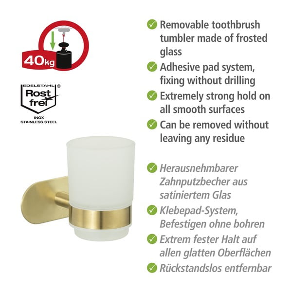 Pahar din sticlă mată pentru periuțe de dinți Orea Gold - Wenko-image-4