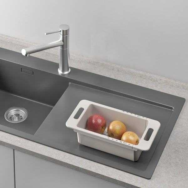 Scurgător telescopic pentru chiuvetă gri ajustabil din plastic 52x18 cm – Metaltex-image-4