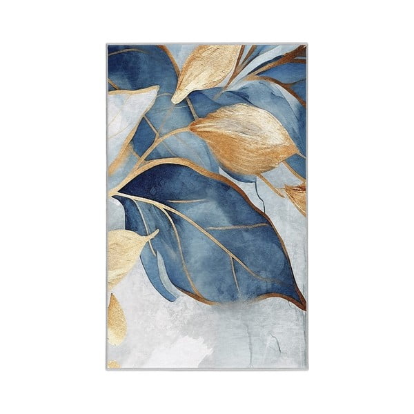 Covor albastru/auriu lavabil 160x230 cm Golden Leaves – Mila Home