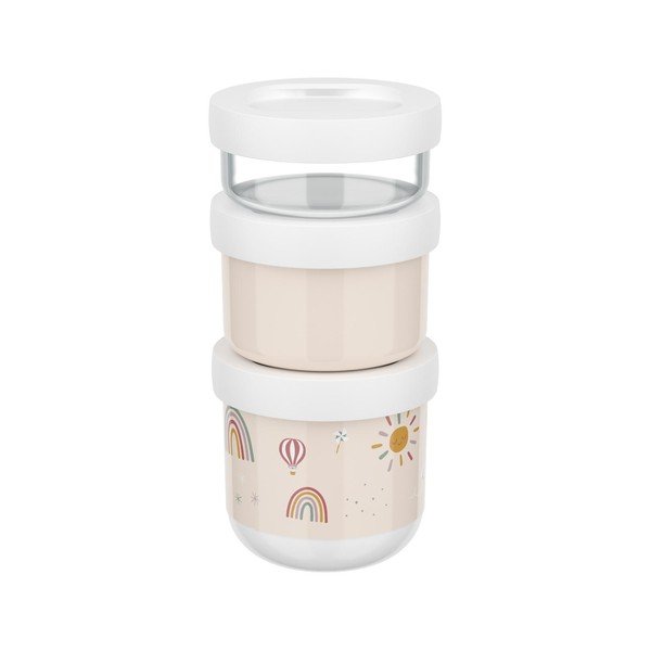 Cutii de gustări pentru copii bej 3 buc. din plastic Sunshine & Rainbow – Mepal